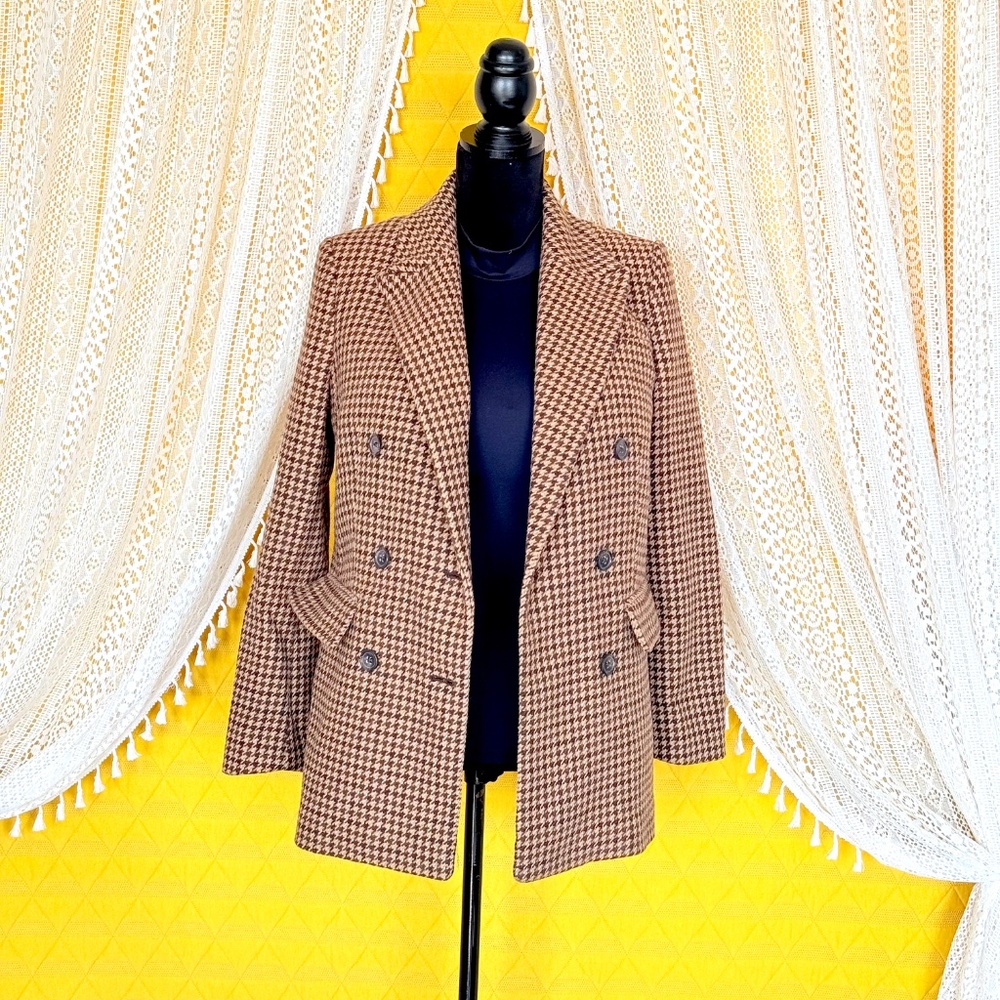 Banana Republic Brown Houndstooth Modern Wool Blazer Women's Size 4